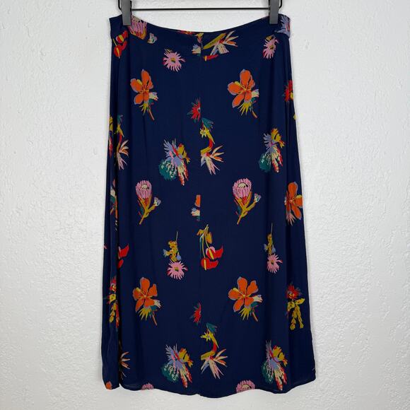 Madewell Atrium Midi Skirt in Bird of Paradise Navy Floral Size 6 - Picture 3 of 5